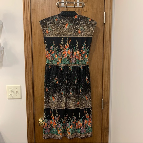 Beautiful rare vintage floral dress with collar, medium - Picture 7 of 8